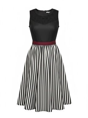Disney Pirates Inspired Striped Midi Dress Black w/ Bodice NWT See Description